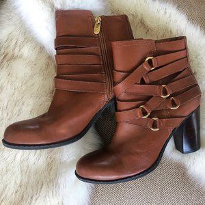 Adrienne Vittadini Tan Heel Booties